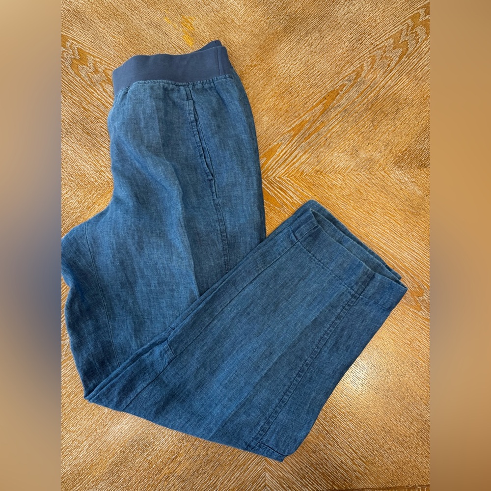 J. JILL Purejill Indigo Ankle Pant Small Tall Waist 31” Inseam 27” 100% Linen